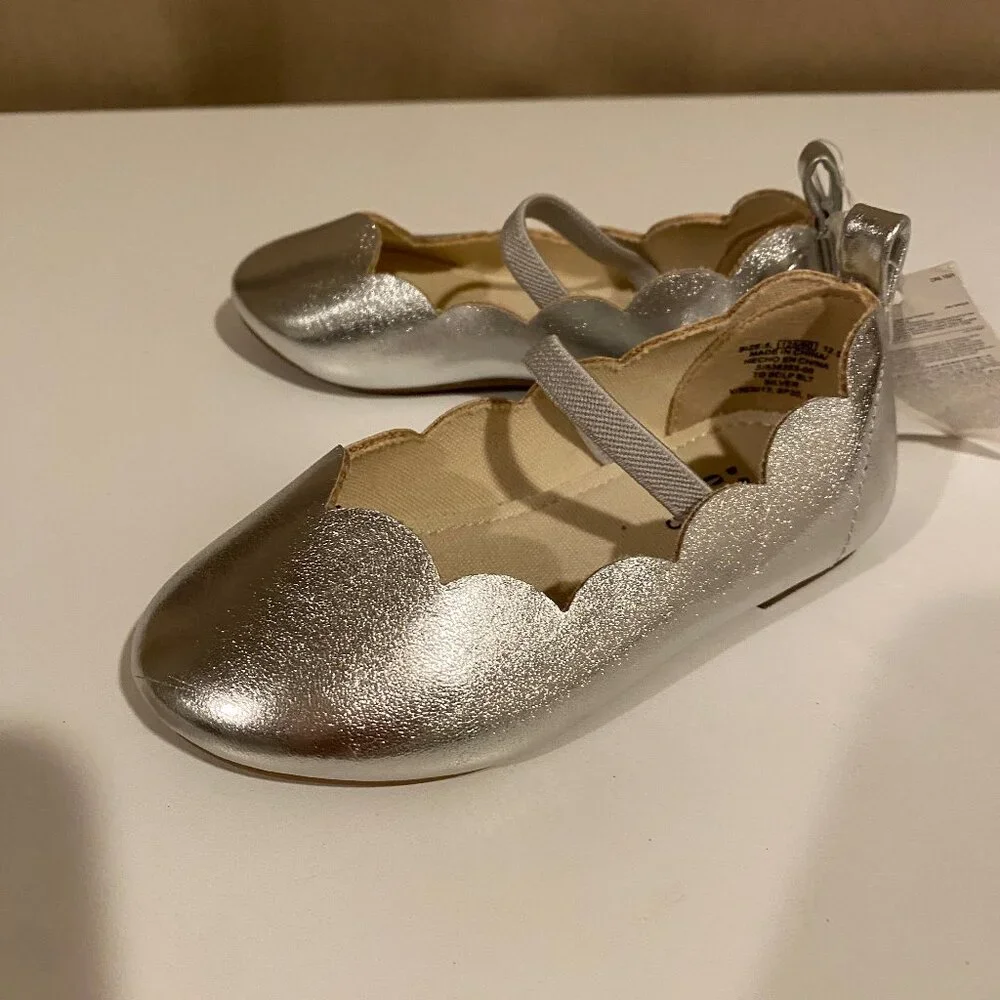 Baby‎ Gap Silver Ballet Flats Toddler Size 5 NWT Mary Jane Dress Shoes
